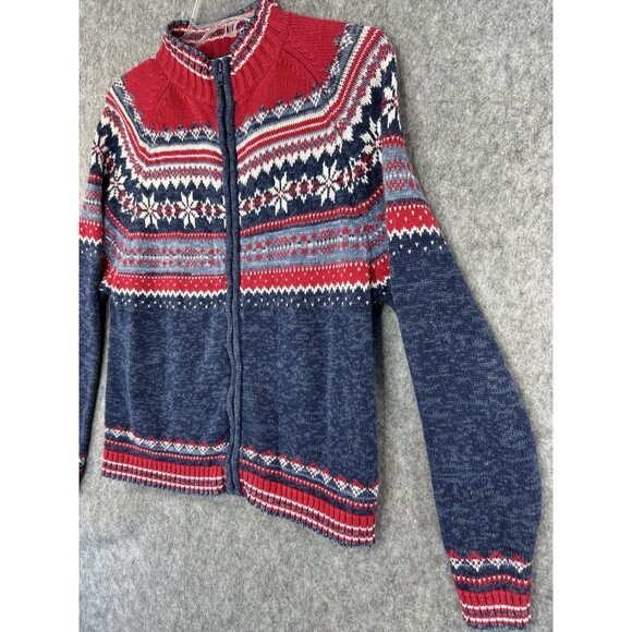 Tiara International Cardigan Sweater Fair Isle Nordic Snowflake Women's Size L - Picture 2 of 11